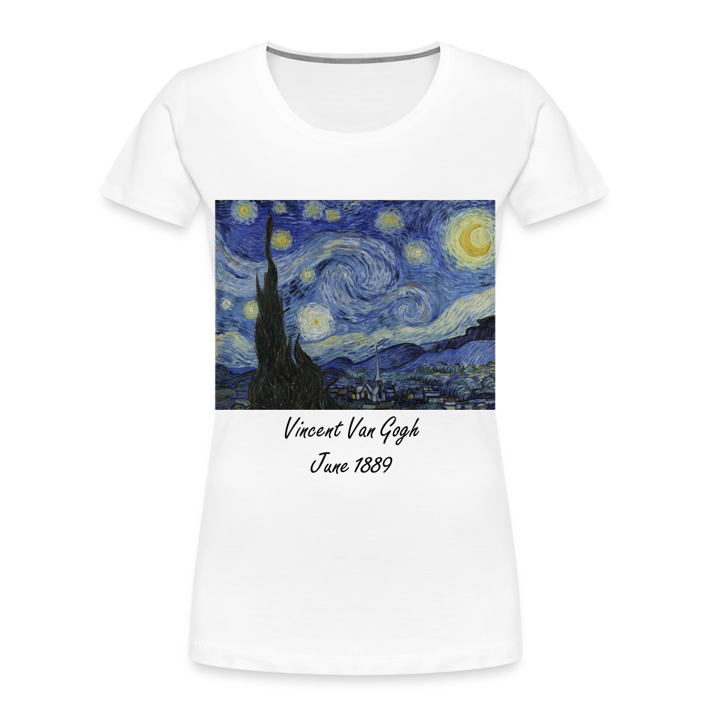 Women’s Premium Organic T-Shirt- Starry Night, Vincent Van Gogh - white