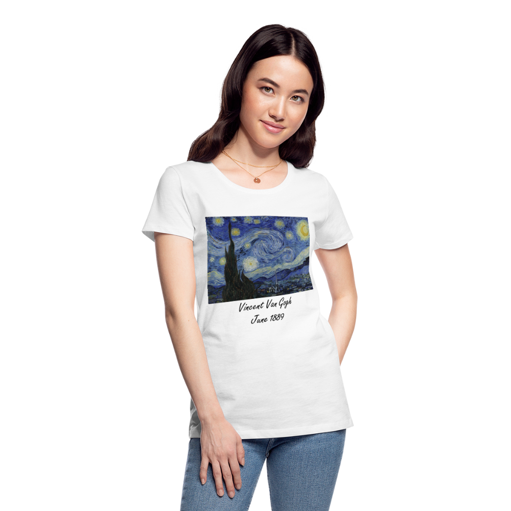 Women’s Premium Organic T-Shirt- Starry Night, Vincent Van Gogh - white