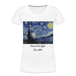 Women’s Premium Organic T-Shirt- Starry Night, Vincent Van Gogh - white