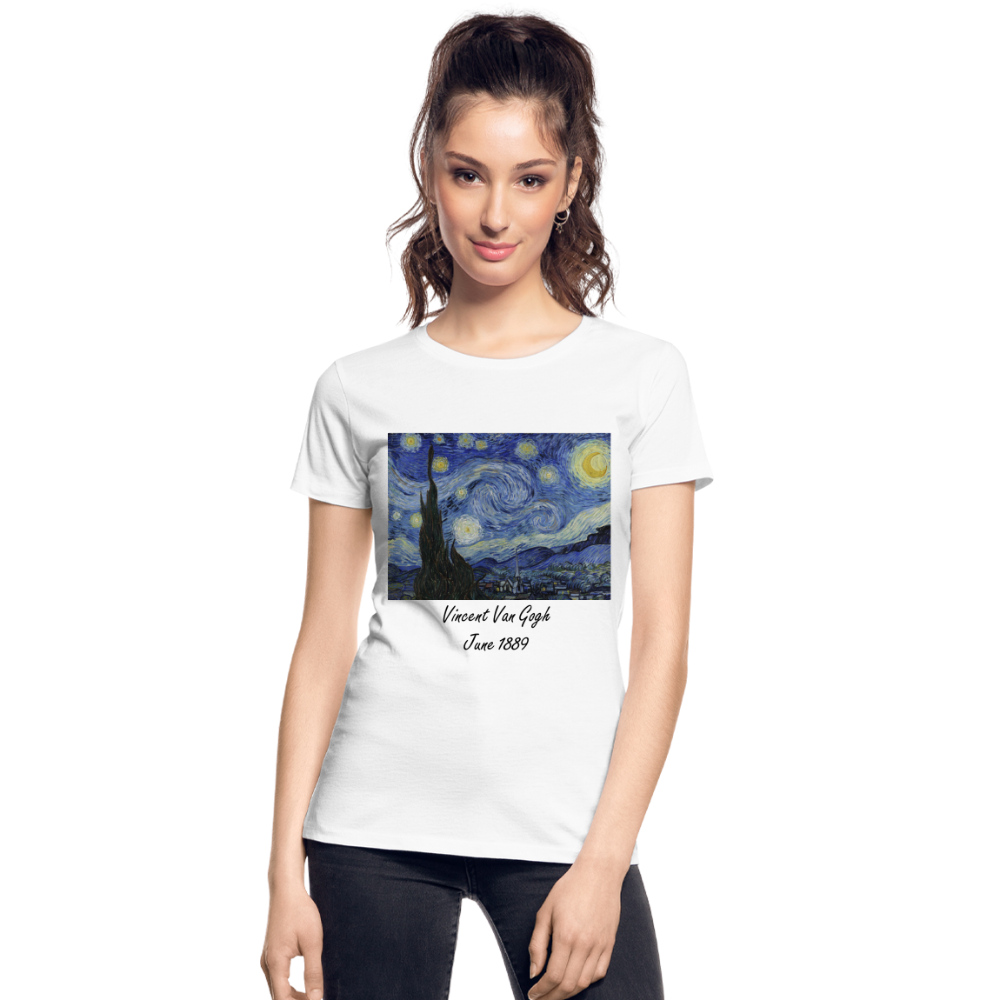 Women’s Premium Organic T-Shirt- Starry Night, Vincent Van Gogh - white